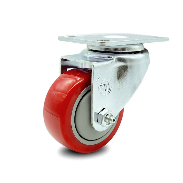 3 Inch Red Polyurethane Wheel Swivel Top Plate Caster